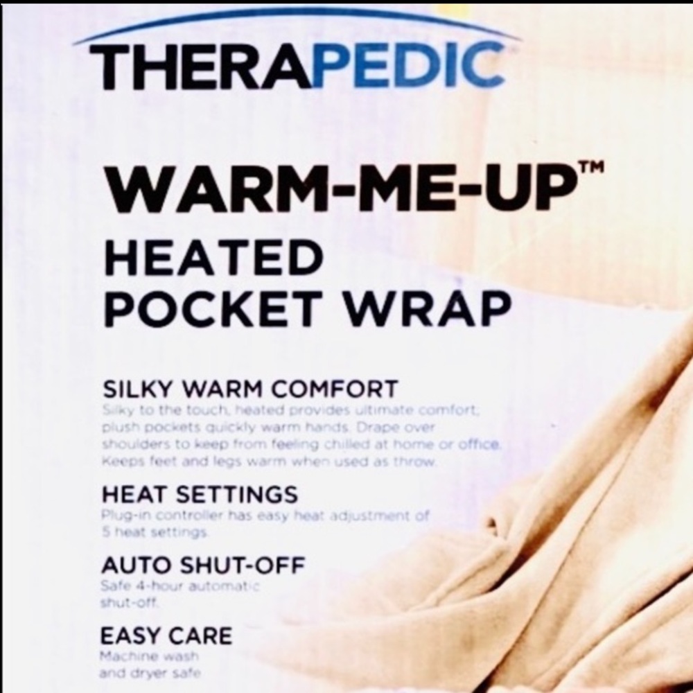 1 Left NWT THERAPEDIC Heated Plush Warm Pocket Throw - Picture 4 of 8